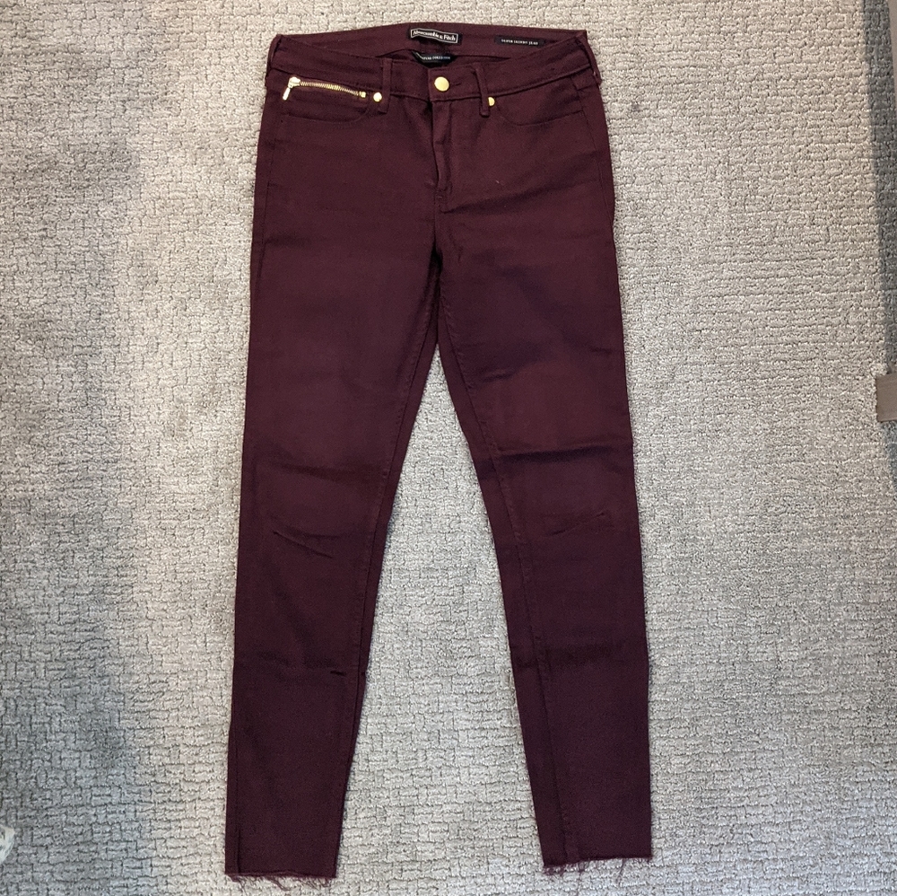 Abercrombie and Fitch Dark Red Skinny Jeans 27